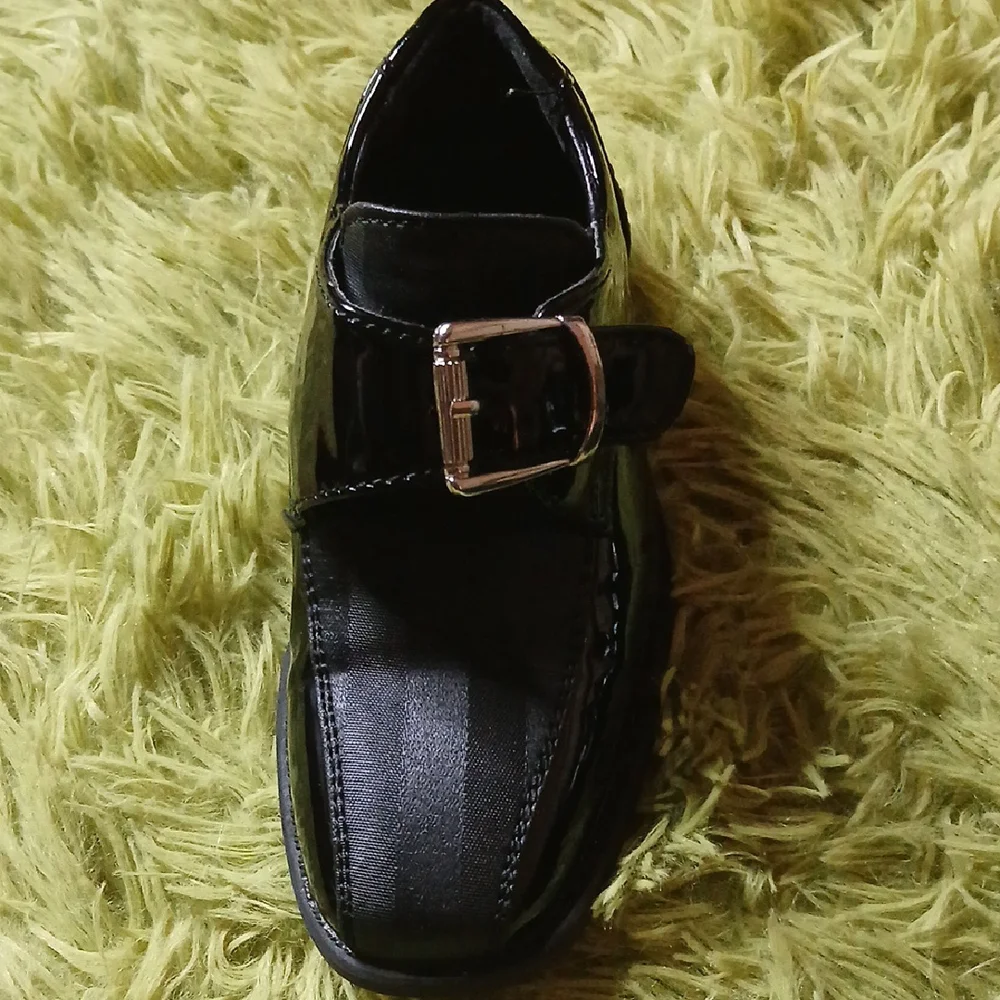 Felipe Stefano Shiny‎ Black Kids Dress Shoes Size 9M Preowned